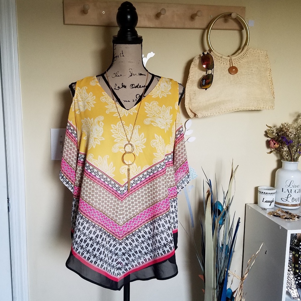 Multicolored Chiffon Blouse Small - image 1